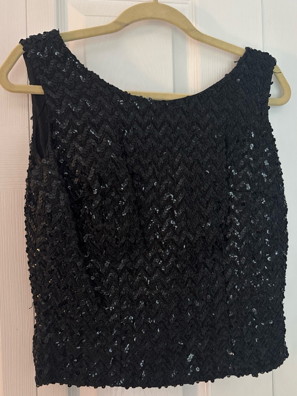 Black Sequin Sleeveless Evening Top